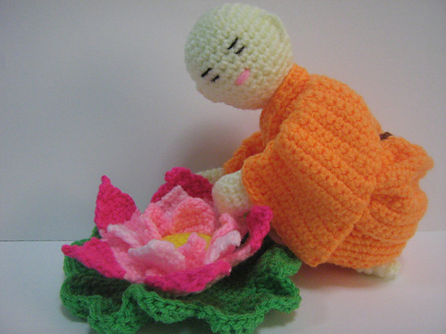 Little Monk with his favourite Lotus Flower