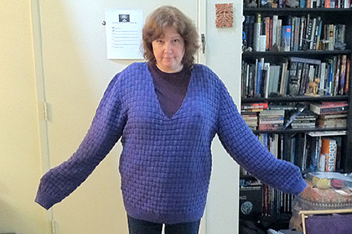 Wave-stitch, V-Neck Sweater