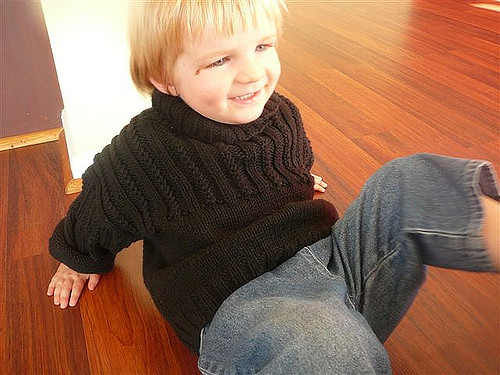 Sweater With Ribbed Yoke