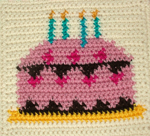 Tapestry Crochet Birthday Cake
