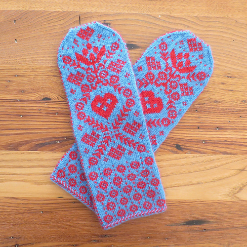 Hjärtan och Blommor Mittens