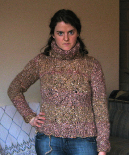 Cabled Turtleneck Pullover