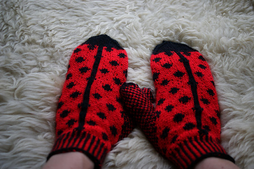 Ladybird mittens