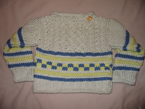Cables-and-Checkers Aran Sweater