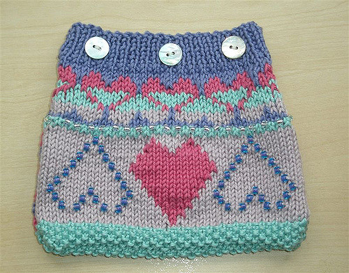 Intarsia and Fair Isle beaded purse