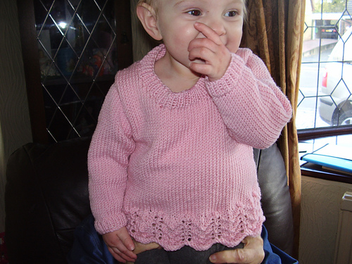 Lace-Edged Round & V-Neck Sweaters