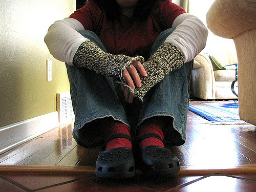 Loom-Knit Fingerless Mitts