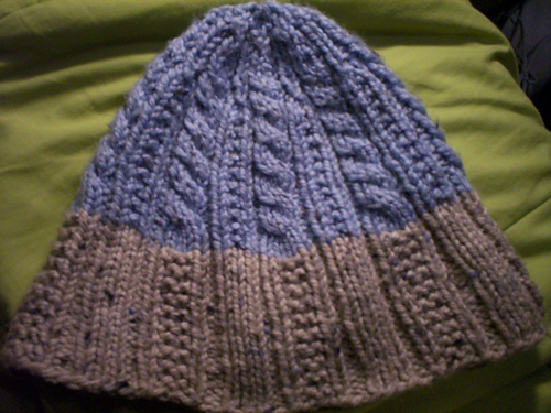 Two-Tone Cables & Ribs Hat