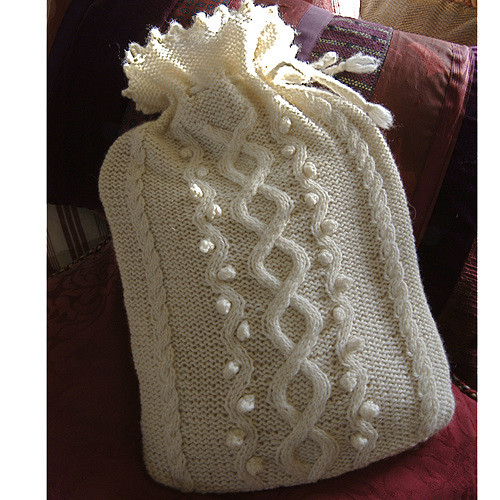 Cashmere Cable and Bobble Hot Water Bottle Cover