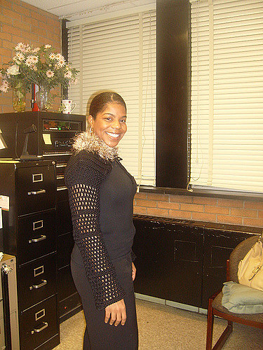 Bell Sleeve Shrug with Feathered Collar