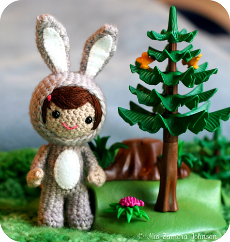 Ravelry: Elizabeth in a rabbit costume pattern by Mia Zamora Johnson