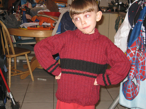 Ribbed Sweater with Stripes