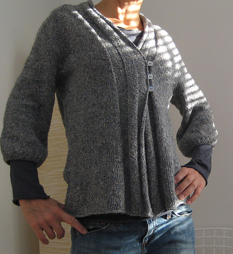 Drapey Neck Silky Tweed Cardigan