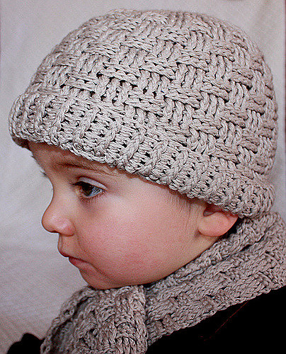 Basketweave Boy Hat and scarf set