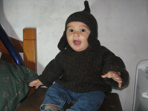 Moss Stitch Tunic with Hat