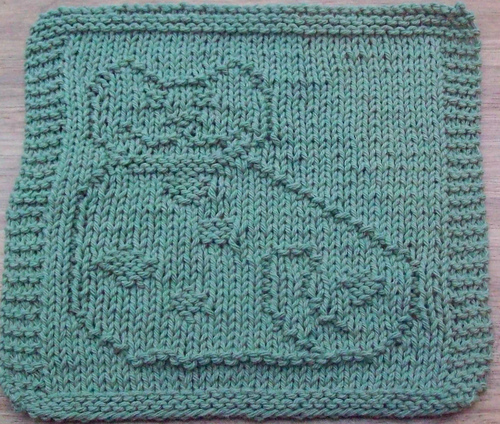 Country Cat Knit Dishcloth Pattern 
