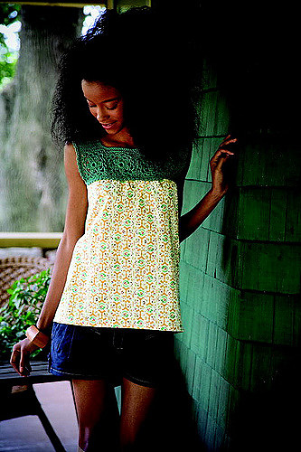 Floral Motif Yoke Top