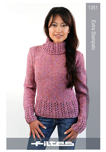 1351 lace trim turtle-neck