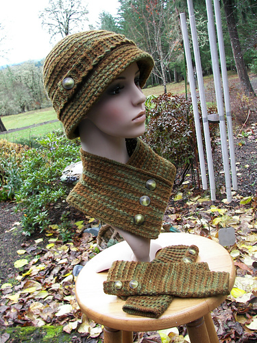 Rain or Shine Set: Cloche, Cap, Neckwarmer & Mitts