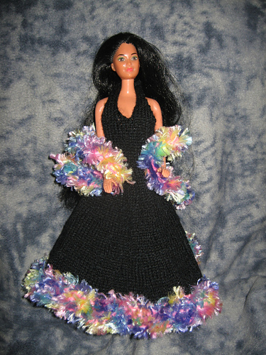 #0170 Long Black Dress and Boa