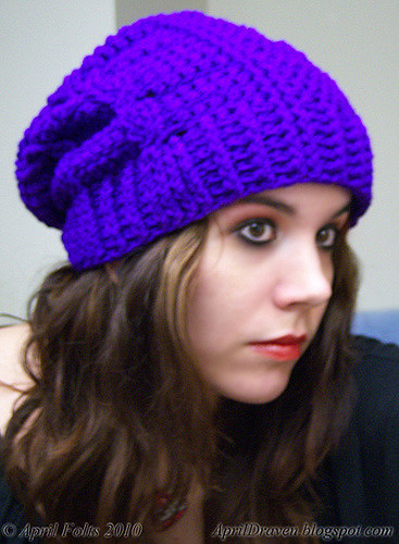 Pretty Purple Cable Slouch Hat