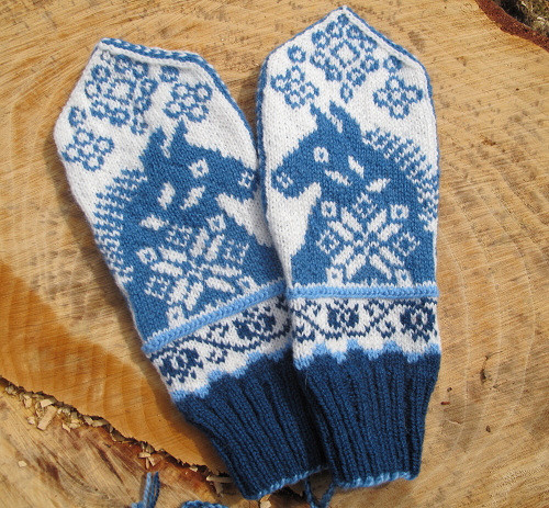 Wild Blue Horses Mittens