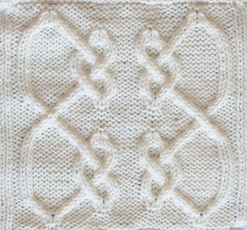 Celtic Knot Project #3 Right and Left Facing Hearts on a Wide Rib Panel cable stitch pattern