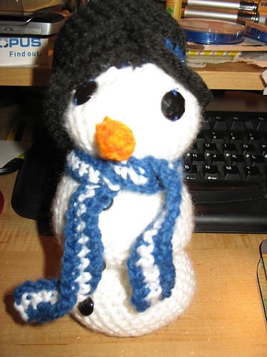 Amigurumi Three Snowball Snowman with Hat & Scarf photo 5