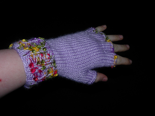 Fingerless Gloves with Eyelash Trim
