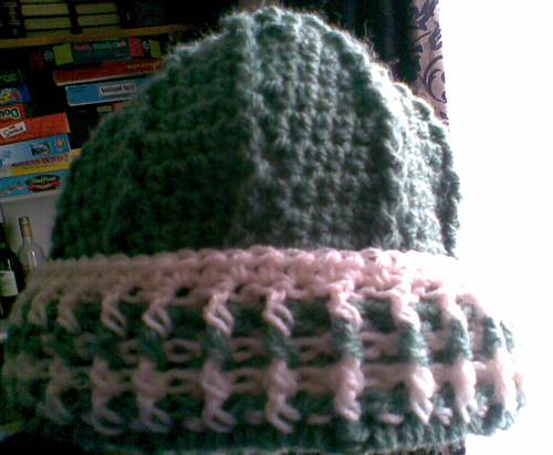 Crochet Ridged Hat with Rib Cuff