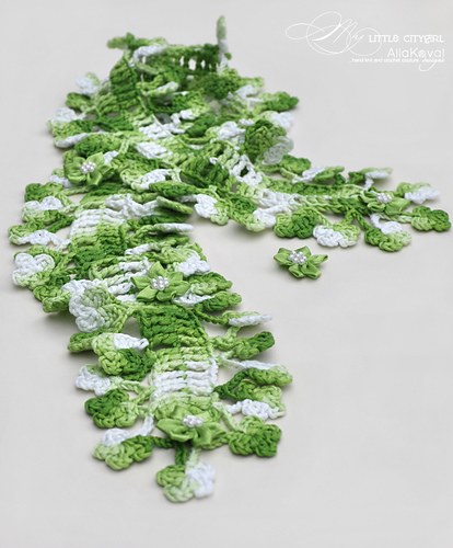 Spring Flowers Crocheted Scarf