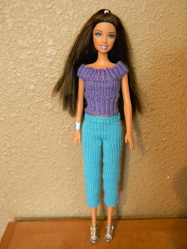 #0113 Brown Pants and Glittering Top