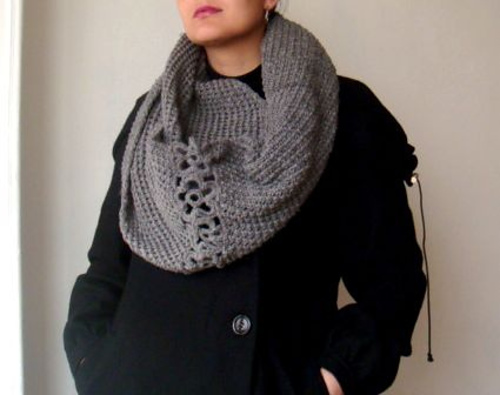 Long infinity Scarf with flowers