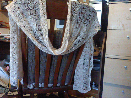 Fantail Lace Scarf/Shawl in Fine Kid Mohair