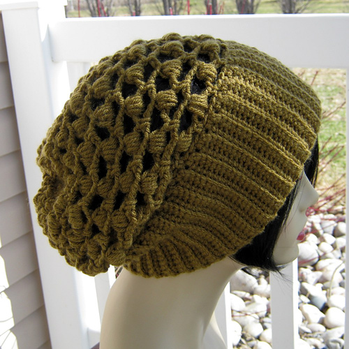 Mesh and Bobbles Slouchy Beanie