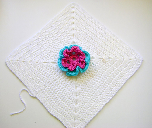 Multi colour flower blanket square photo 3