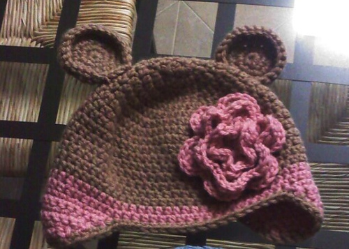 Teddy Bear Hat with Optional Flower 