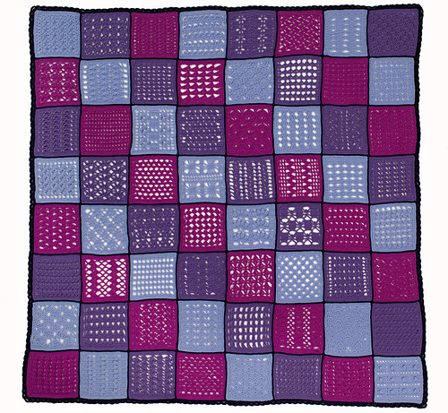 64 pattern Textured Crochet Lace Rug (afghan)