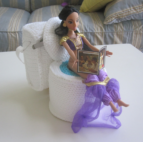 Ravelry: Barbie's Toilet, Toilet Paper Roll Cover pattern by Letitia Sherriff