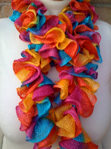 Tunisian/Afghan Crochet Ruffled Scarf photo 1
