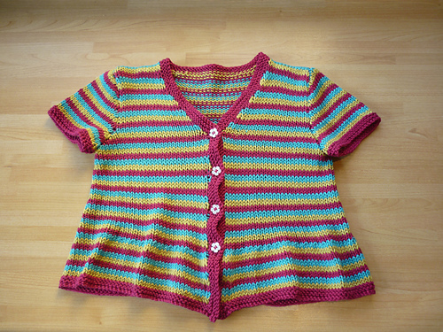 Striped Short-sleeved Cardigan