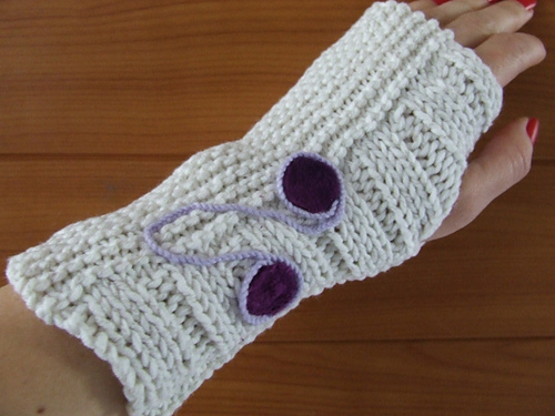fingerless mitaines perlées