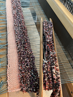 The start of rug 1 on this warp.