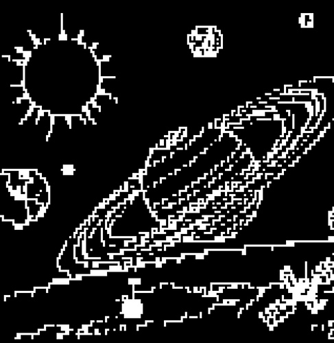 Solar System in Chalk, mosaic overlay crochet