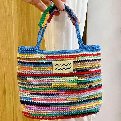 Boho Rainbow Striped Dopamine Tote Bag