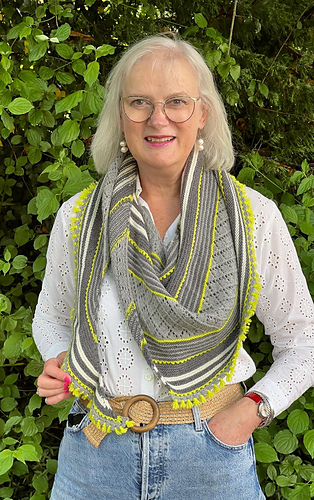 The Chelwood shawl knit in A Yarn Story Opus