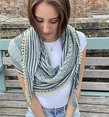 The Chelwood Shawl knit in Isager Bomulin