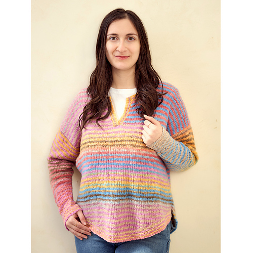 Stripy Boxy Henley - Estelle Yarns