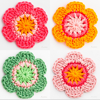 6 petals crochet flower