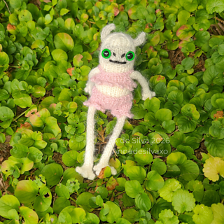 Yeti and outfit both knit with Garnstudio Drops Alpaca and 2.75mm needles